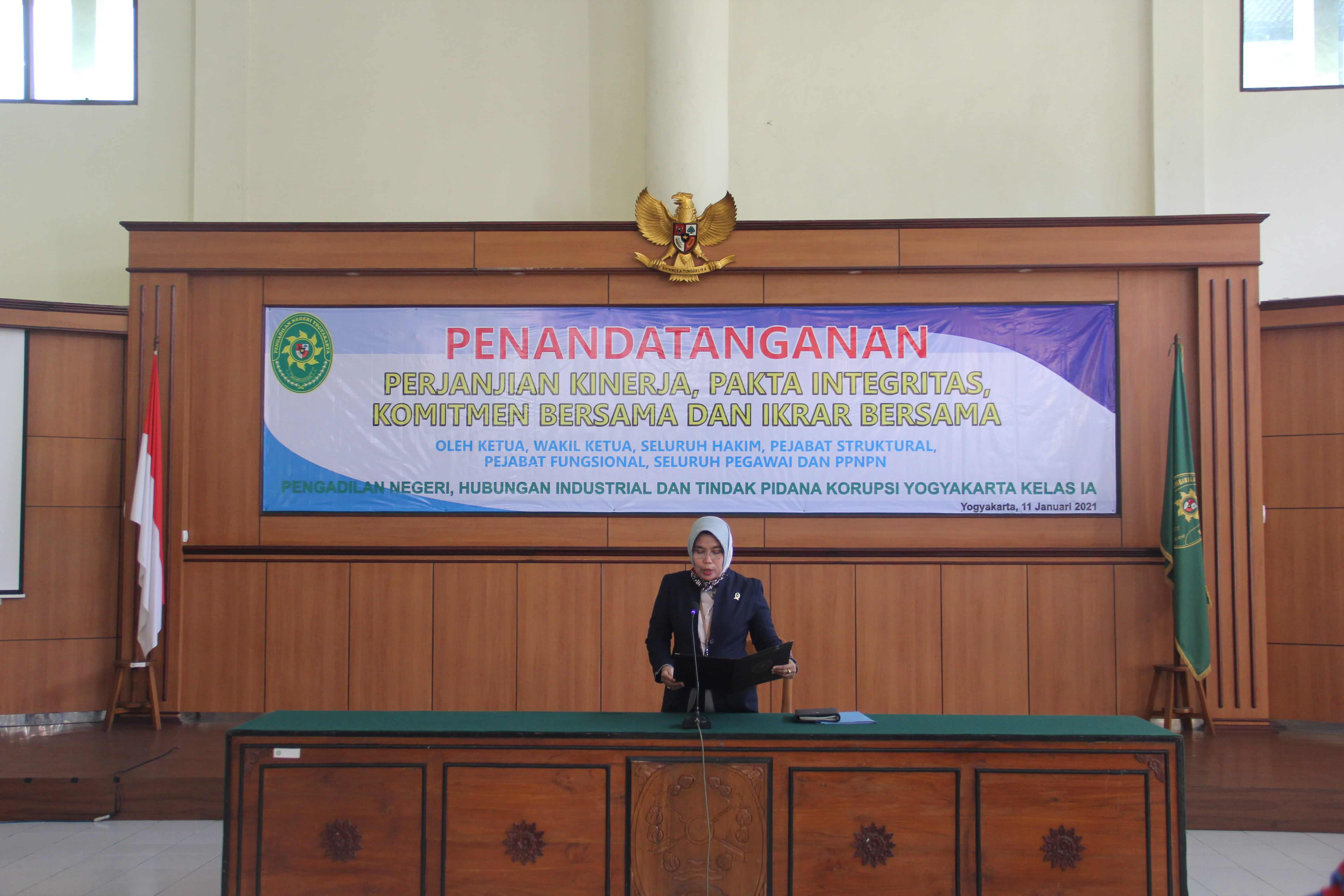 Penandatanganan Pakta Integritas dan Rapat Umum Bulan Januari 2021 serta Sosialisasi Anggaran Pengadilan Negeri Yogyakarta
