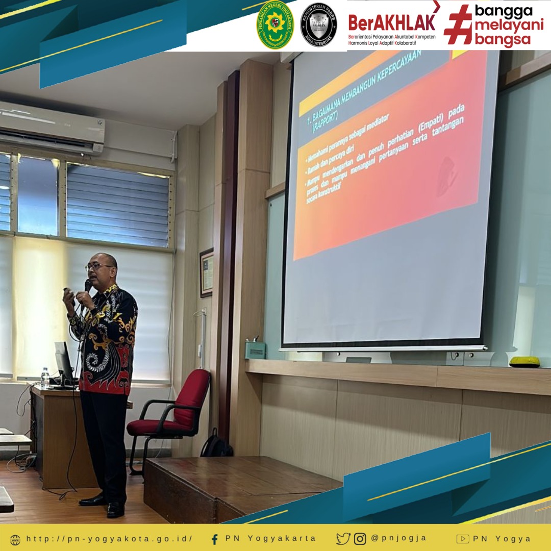 Hakim Pengadilan Negeri Yogyakarta Menghadiri Kegiatan Pengenalan Profesi Penyelesaian Sengketa Alternatif (ADR) Laboratorium Hukum Universitas Atma Jaya Yogyakarta