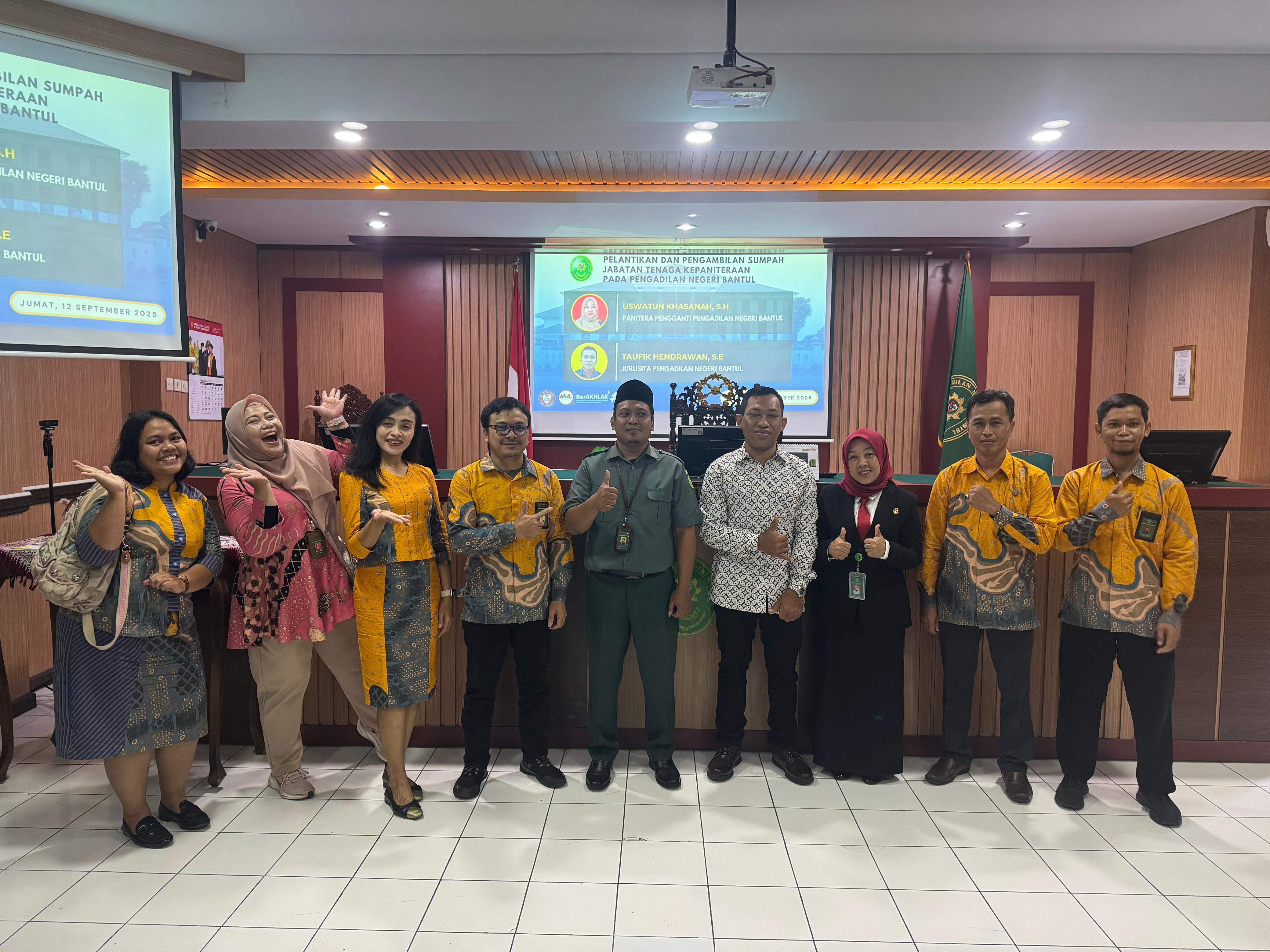 Pengadilan Negeri Yogyakarta Menghadiri Pelantikan dan Sumpah Jabatan Panitera Pengganti dan Jurusita di Pengadilan Negeri Bantul